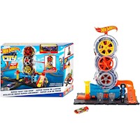 Hot Wheels Pista Super Twist Tire Shop con auto 1:64 juego para varios autos